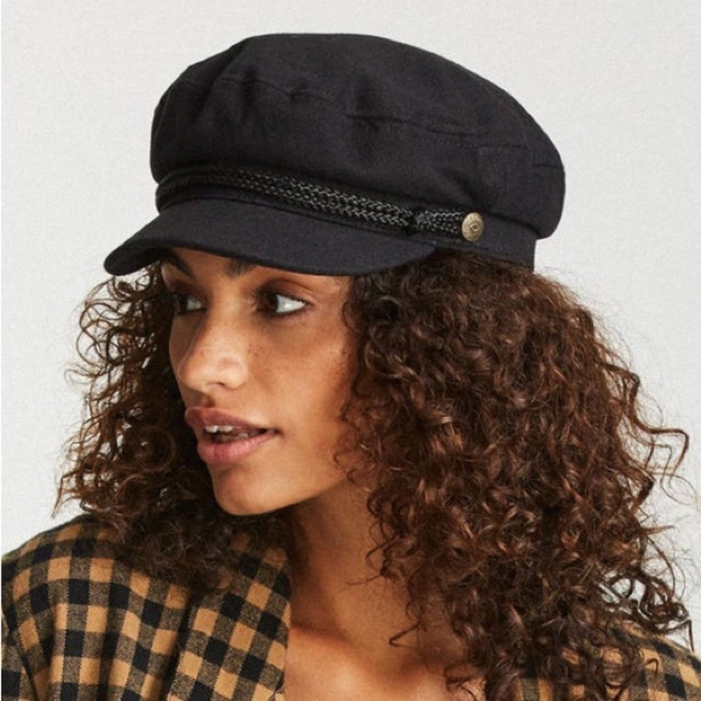 Brixton Black Fiddler Fisherman Cap With Rope Trim
